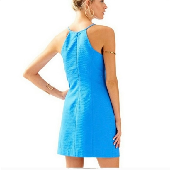 NWT Lilly Pulitzer blue shift dress with gold trim - Picture 3 of 8